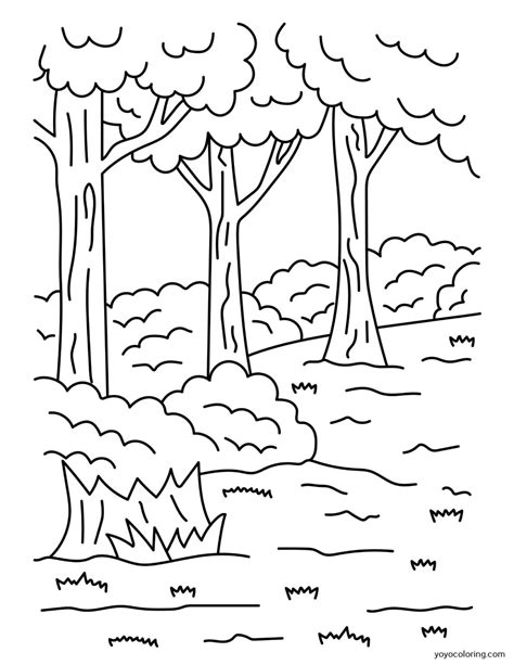 Bosque Para Colorear ᗎ Plantilla De Pintura Imprimible