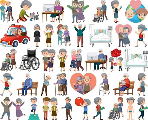 Collection Of Elderly People Icons 14008018 Vector Art At Vecteezy