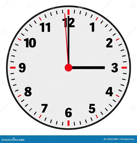 Clock Face Vector Illustration Showing 3 O`clock On White Stock Vector