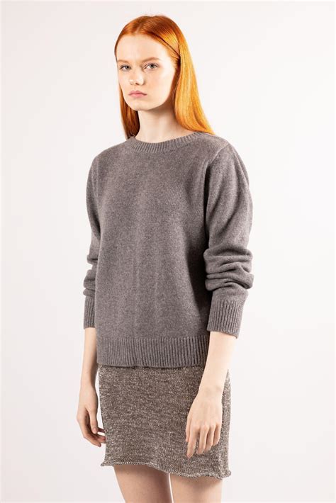 Grey Cashmere Crew Neck Sweater Jenny Krista Elsta