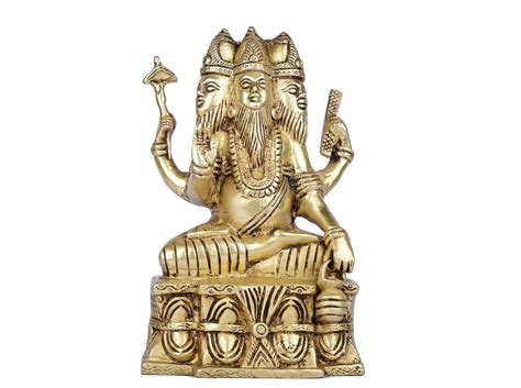 Brass Brahma Statue Sitting On Lotus | brassstatuesindia.com