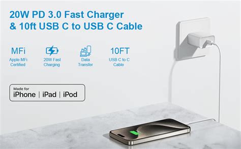 Chargeur IPhone 15 Charge Rapide Apple MFi Certified Lot De 2 Blocs