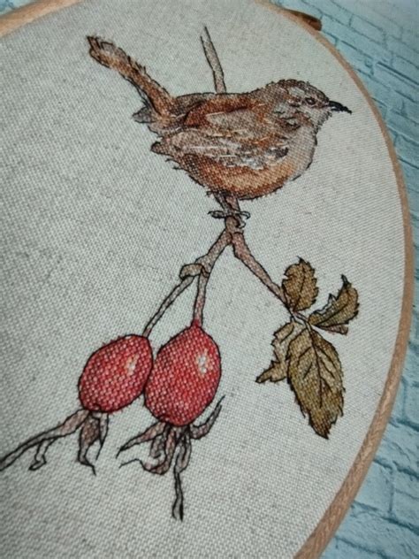 Wren Cross Stitch Pattern Little Bird Pattern Pdf Rosehip Etsy