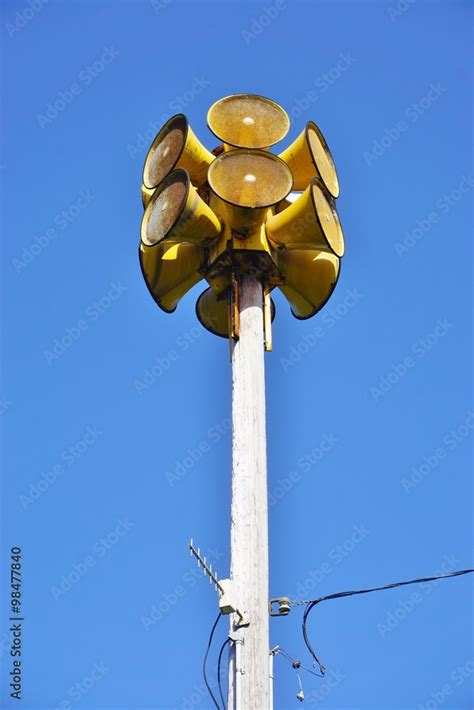 Tsunami siren warning loudspeakers in Maui, Hawaii Stock Photo | Adobe ...