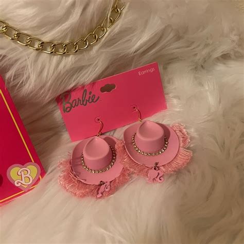 Barbie Bags Nwt Barbie Hot Pink Fuzzy Mini Crossbody Bag Barbie Cowboy Hat Earrings Poshmark
