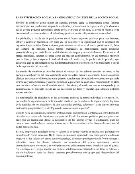 To Reporte La Participacion Social Y La Organizaci N Ejes De La