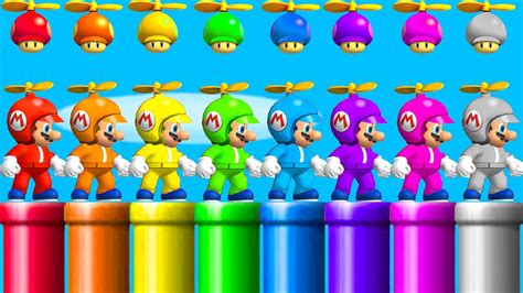 All Playable Mario Propeller Mushroom Colors In NSMBW YouTube