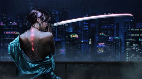 Cyberpunk Samurai Girl Katana 4k 860j Wallpaper Pc Desktop