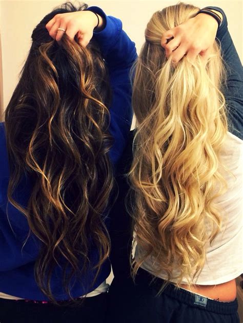 Blonde brunette best friends ombré long curly hair Brunette to blonde Blonde and brunette
