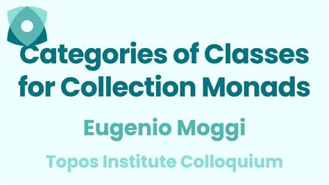 Eugenio Moggi: "Categories of Classes for Collection Monads" - YouTube