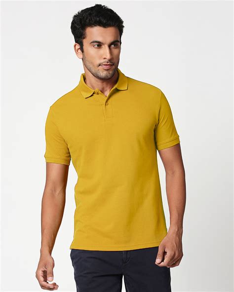 Buy Mustard Yellow Classic Polo Plain Mens Plain Pique Polo For Men