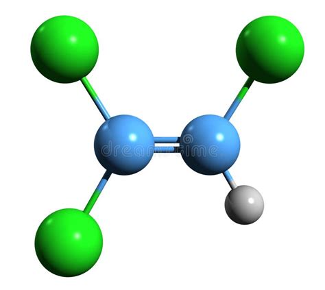 3 ª Imagen De La Fórmula Esquelética Del Tricloroetileno Stock de