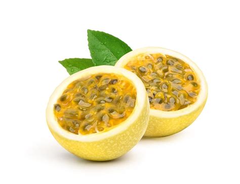 Premium Photo Yellow Passion Fruit Cut In Half Isolated On White Surface