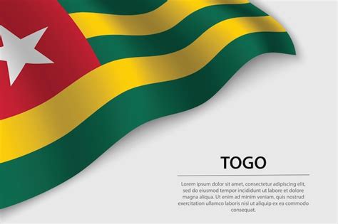 Bandeira De Onda Do Togo Em Fundo Branco Banner Ou Modelo De Vetor De