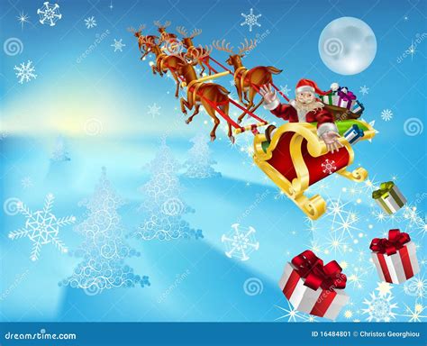 Santa In His Sleigh Stock Image Image 16484801