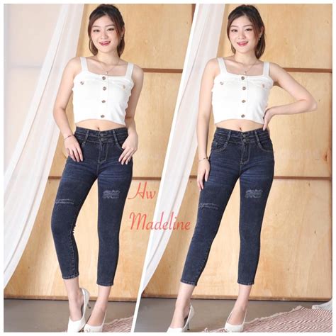 Jual CELANA JEANS WANITA MADELINE SOBEK LAPIS SNOW BLACK HW MADELINE