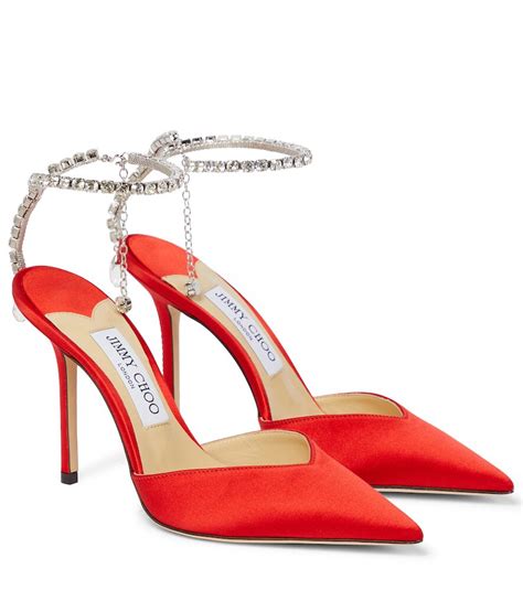 Buy Jimmy Choo Saeda 100 Embellished Satin Pumps At 30 Off Editorialist