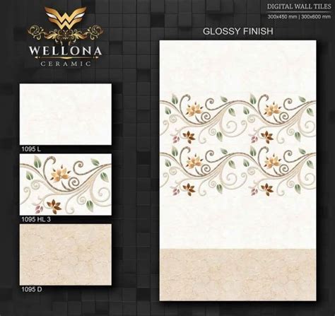 Ceramic Glossy Wellona 1095 L Digital Wall Tiles Size 1x2 Feet