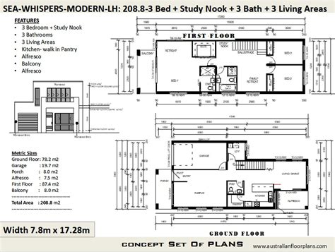 Duplex-townhouse House Plans modern 2 Story Home 208 M2 2247 Sq. Feet Two Storey Floor Plans 2 ...