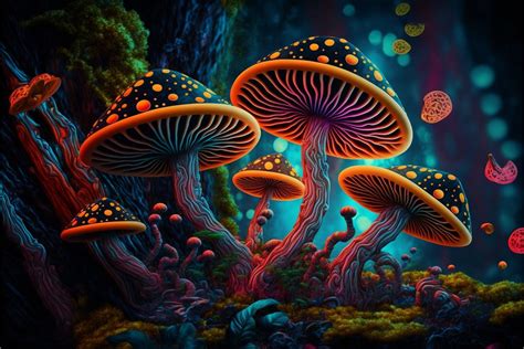 Mystical Trippy Mushroom Forest Ai Generated Poster Etsy