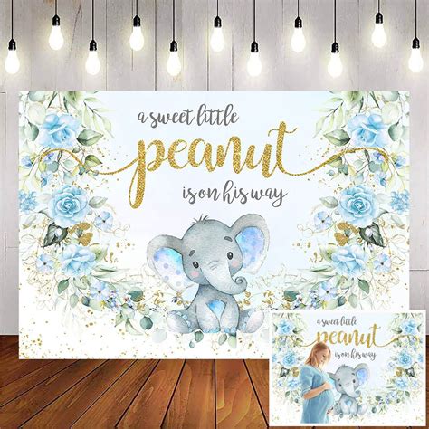 Avezano Floral Elephant Baby Shower Backdrop For Boy 7x5ft A Sweet