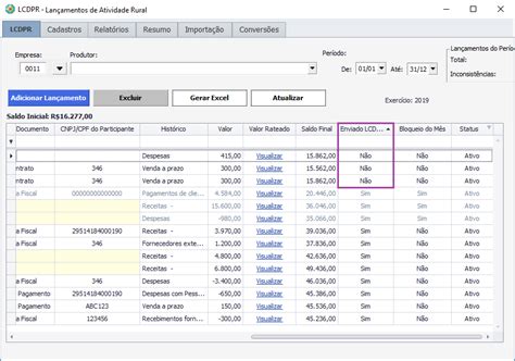 C994 LCDPR Livro Caixa Digital do Produtor Rural Lançamentos de