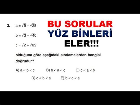 Bu Soru Y Zbinleri Eler Ayt Ad M Aytmatematik Meb