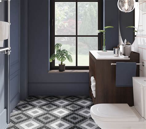 Bathroom floor decor with twist square geometric shaped tiles - ANT ...