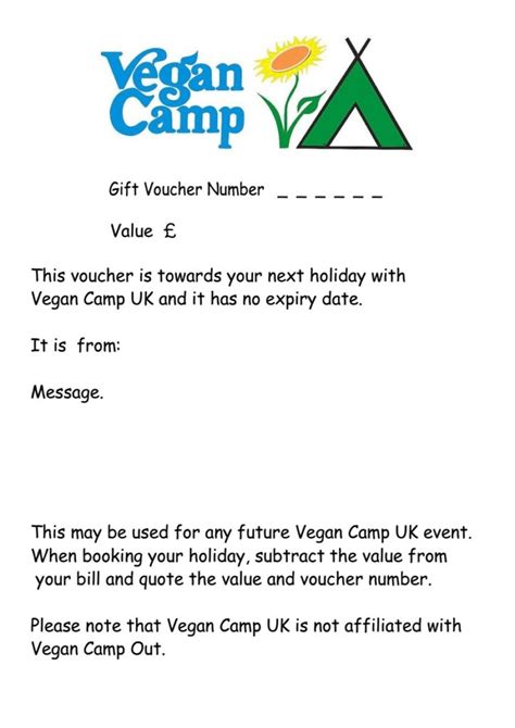 Gift Vouchers Vegan Camp UK