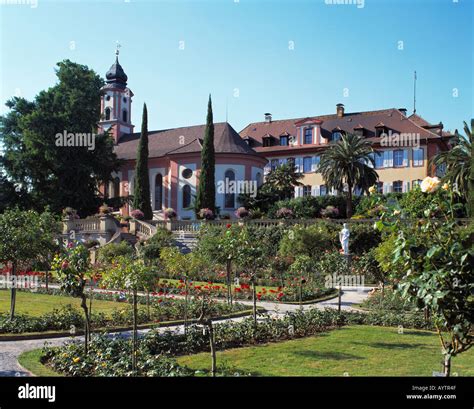 Schlosspark Mit Schlosskirche Und Schloss Rosengarten Insel Mainau