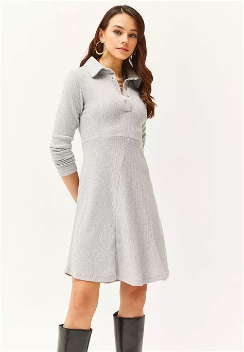 Buy Olalook Polo Collar Buttoned Mini Flared Dress Online Zalora