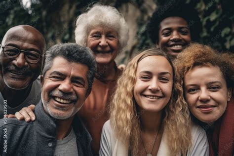 Group Of Multigenerational People Smiling In Front Of Camera