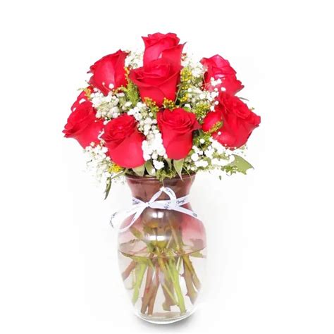 10 Red Roses In a Vase - Gulfflora