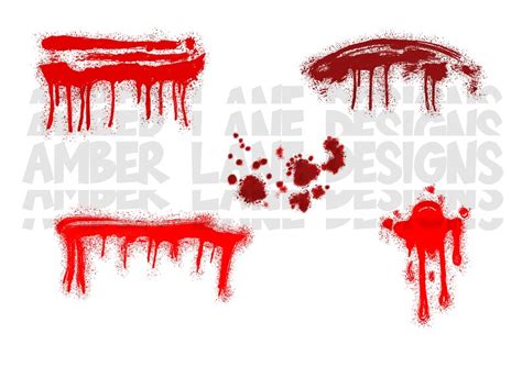 Blood Smears Png Blood Splatter Png Hand Drawn Blood Etsy