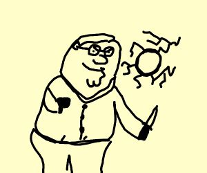 Peter Griffin shooting a gun at the screen - Drawception