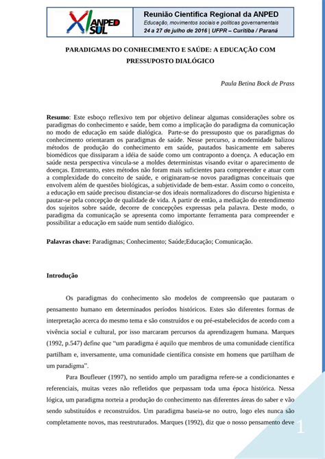 PDF PARADIGMAS DO CONHECIMENTO E SAÚDE A EDUCAÇÃO Surgiu então o