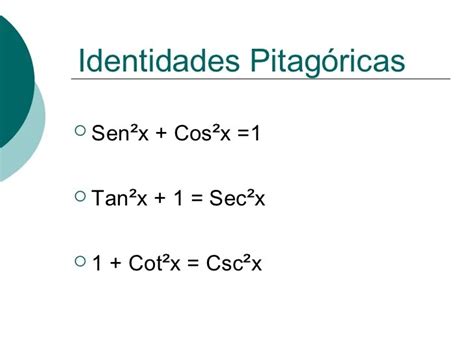 Identidades Trigonometricas Pitagoricas Formulas Trilosa