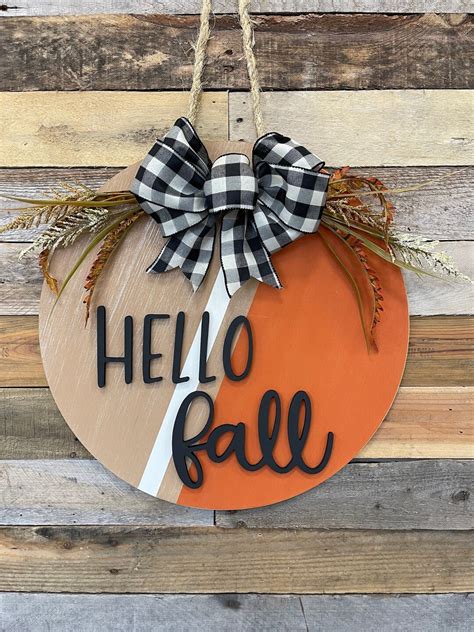 Hello Fall Door Hanger Fall Door Hanger Fall Decor Autumn Decor Hello