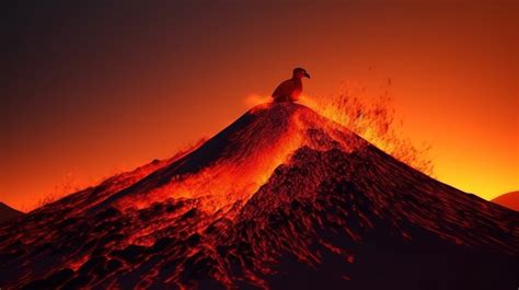 Volcano Fire Bird Atop A Against The Background Backgrounds | JPG Free Download - Pikbest