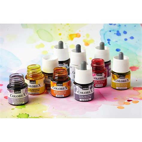 Boîte de 5 Flacons 45 ml Assortis LEssentiel Colorex Encre Aquarelle