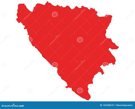 Red Map Of European Country Of Bosnia And Herzegovina Stock Vector