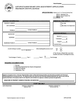 Fillable Online Franklincoks Lot Split Boundary Line Adjustment