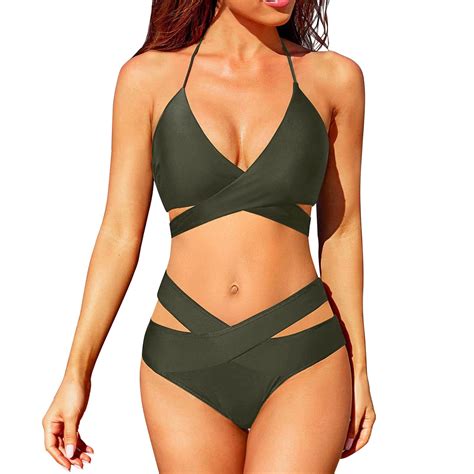Baqcunre Bikinis Set Two Piece Bikini Sets For Women High Waisted Bikini Swimsuit Wrap Bathing