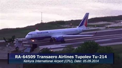 Ra Transaero Airlines Tupolev Tu Take Off At Kerkyra Airport