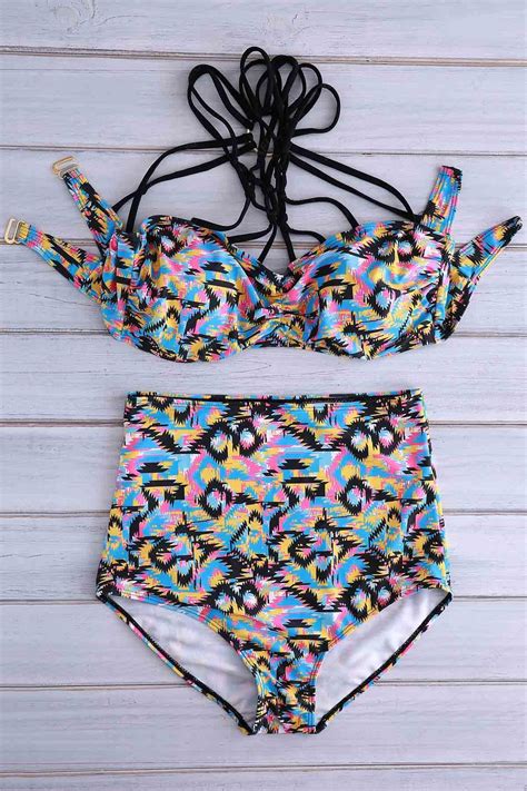 Off High Waisted Plus Size Bikini Set In Colormix Zaful