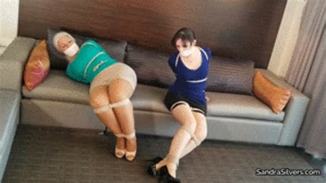 Tightly Tied MILF Secretary Duo In Strenuously Struggle In Snug Sweaters EscapeAttempt