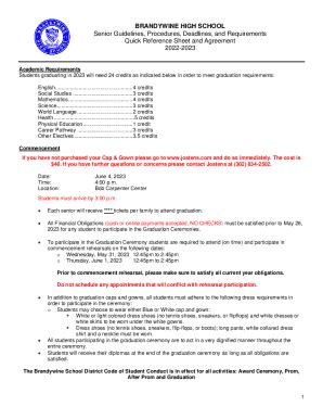 Fillable Online Brandywine High School Senior Guidelines Procedures