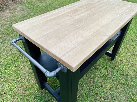 Butcher Block Kitchen Island On Wheels Etsy