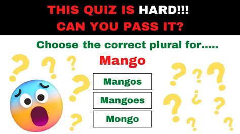 Plural Noun Quiz Can You Choose The Correct Plural Form Of Each Noun