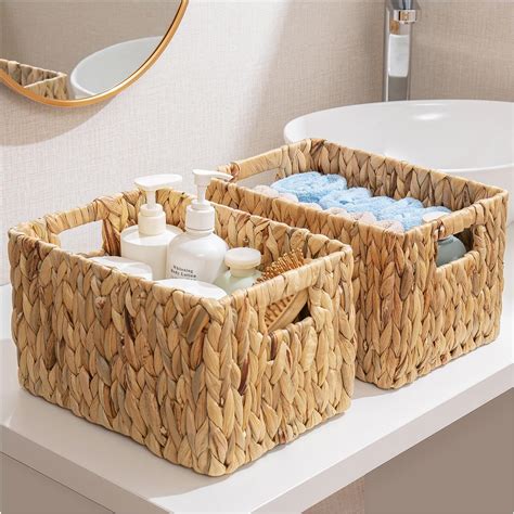 Amazon Layhit Set Of 3 Wicker Storage Baskets Water Hyacinth